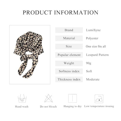 LumiSyne Satin Head Scarf Women Hijab Leopard Print Head Covering Headwear Turban Bandanas Sunscreen Scarf For Travel Beach