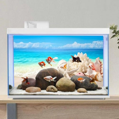 AWERT Vinyl 24x16 inches Sea Beach Aquarium Background Summer Starfish Fish Tank Background Blue Ocean Terrarium Background - size: 24x16in/60x40cm