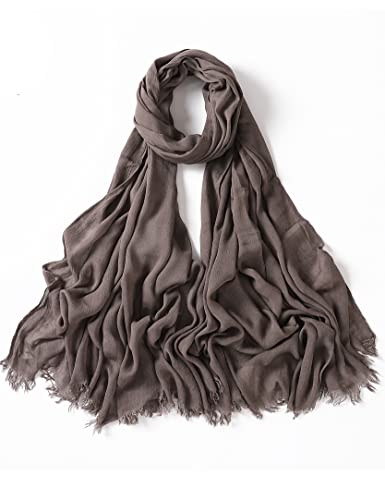 Txameru Hijab Scarf for Women - Muslim Rayon Crinkle With Fringe Edge - color: Taupe