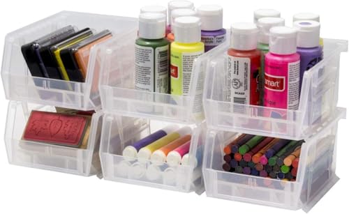 Akro-Mils 30210 AkroBins Plastic Storage Bins, 5"x4"x3", Clear, 24-Pack | Space-Saving Stackable Bins for Garage, Pantry, Craft Organization - color: Clear