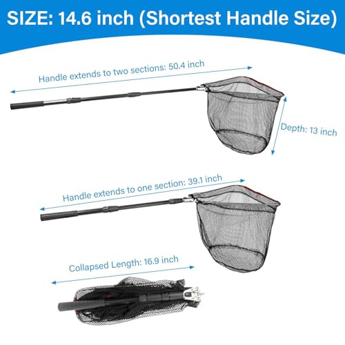 Fishing Net with Handle with Storage Bag,Portable Telescopic Fishing Net Telescoping Handle,Fish Net,Fishing Nets,Extend to 40-63 Inches for Kids Men Women - style: 1 Pack - 50" Full + 1 Carry Bag