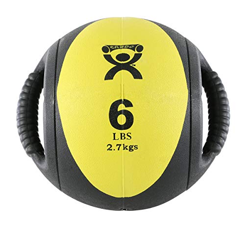 CanDo 10-3180 Dual Handle Medicine Ball, 9" Diameter, 6 lb, Yellow
