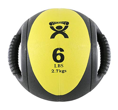 CanDo 10-3180 Dual Handle Medicine Ball, 9" Diameter, 6 lb, Yellow