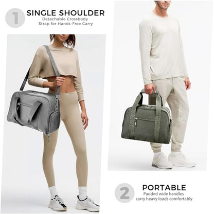 SeaRock 14 inch Small Gym Bag for Men & Women, Mini Duffle Bag with Shoe Compartment, Carry On Duffel Bag for Travel Sports, Gray - color: Grey