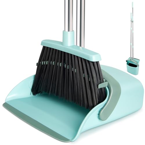 Broom and Dustpan Combo Set,55" Long Handle,Green | Heavy Dust,Dustpans with Broom Combo,House Accessories for Home, Kitchen,Office,Classroom,Apartment,Pet Hair - color: Green