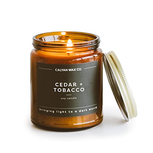 Calyan Wax Co. Cedar & Tobacco Scented Candle - 57 Hour Burn - color: Cedar + Tobacco