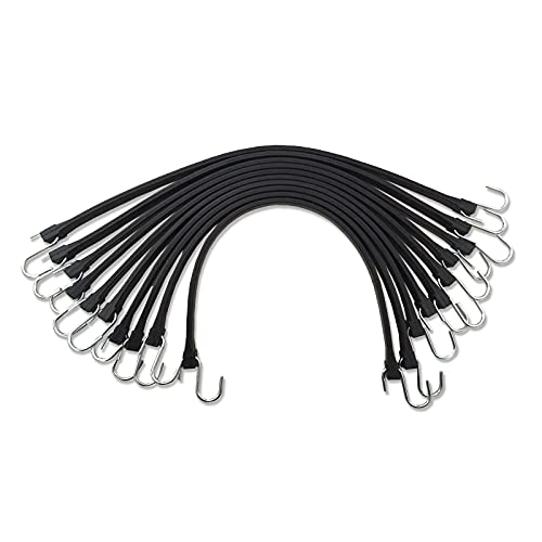 HOXWELL 21" Rubber Bungee Cords with Hooks, Heavy Duty EPDM Bungee Cord with 150% Max Stretch, Heavy Duty Bungee Straps for Securing Tarps, Canvases, Cargo, Motorcycle, Weatherproof, Pack of 10 - size: 21 inch (Pack of 10)