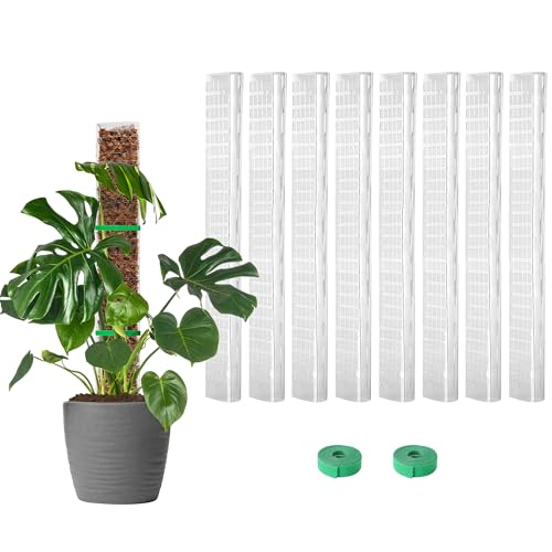 EOX 8 Pcs 24 Inch Plastic Moss Pole for Monstera, Large D Shaped Poles for Climbing Plants Work with Sphagnum Moss, Garden Ties - size: 8 PACK-24Inch-no moss included