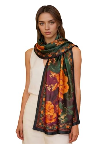 Xyueanlo Scarfs for Women Lightweight Scarves Fashion Print Floral Pattern Head Scarf Wraps Shawls - color: Rose Red