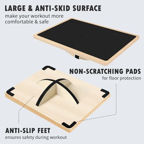 Balance Board Professional Wobble Board for Adults Anti-Slip for Physical Therapy Standing Desk Core Strength Wooden Rocker Board(350LBS) - size: 360° Balance Board