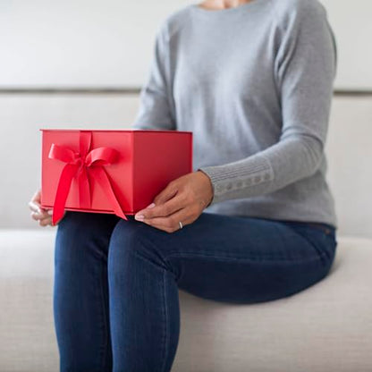 Hallmark Medium Gift Box with Lid and Shredded Paper Fill (Red 7 inch Box) for Birthdays, Graduations, Anniversaries, Christmas, Valentine's Day, All Occasion - color: Red, size: Pack of 1