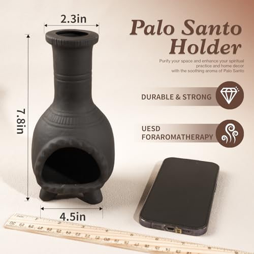 Sage & Palo Santo Sticks Holder for Incense Cones,Tabletop Incense Burner - color: Mexican Palo Santo Holde-black