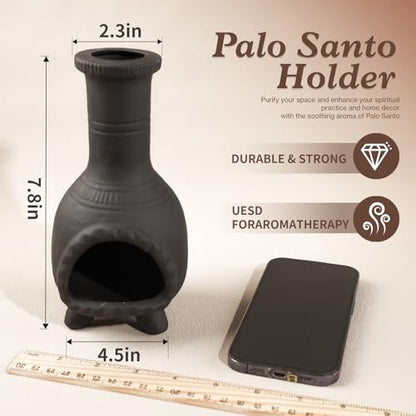 Sage & Palo Santo Sticks Holder for Incense Cones,Tabletop Incense Burner - color: Mexican Palo Santo Holde-black