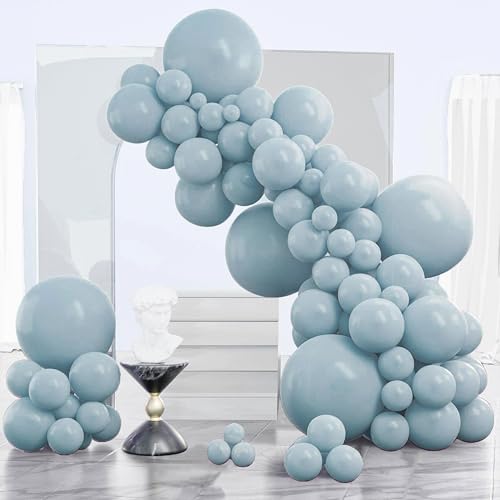 PartyWoo Dusty Blue Balloons 120pcs Different Sizes of 18 12 10 5 Inch Light Blue Aqua Boho Balloon Arch Kit Garland for Graduation Baby Shower Gender Reveal Birthday Party Decorations Blue-F28 - color: Blue-f28