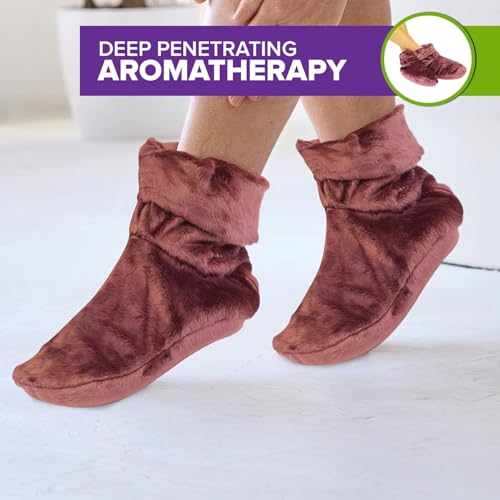 Mars Wellness Heated Microwavable Foot Booties - Microwavable Socks - Herbal Hot/Cold Deep Penetrating Herbal Aromatherapy Wrap Warmer (Mauve) - 2 Pack - color: Mauve, size: Pack of 2