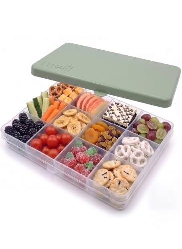 melii Snackle Box | 12-Compartment Divided Snack Container, BPA-Free Food Storage, Removable Dividers, Perfect for Kids Snacks, Arts & Crafts, Beads, and Kitchen Organization (Sage) - color: Sage