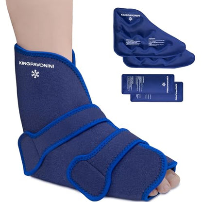 Ankle Foot Ice Pack Wrap, XL, Blue, 1 Wrap + 4 Gel Packs | 30-Min Long-Lasting & Leakproof, Full Coverage for Feet Pain Relief, Hot & Cold Therapy, Insertable Ice Packs, Easy-to-Wear - size: XL, style: Blue (1 Wrap+4 Gel Packs)