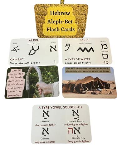 Hebrew Aleph Bet Flashcards, Paleo, Ancient Pictograph and Modern Letters, Biblical Hebrew