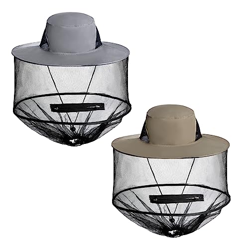 Sucrain 2 Pack Mosquito Head Net Hat Sun Hat Garden Bug Hat with Hidden Net Mesh for Outdoor Gardening Beekeeping - color: 4, size: One Size
