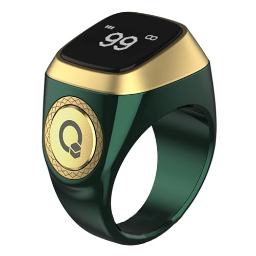 Smart Tasbih Zikr Ring, 20mm Muslim Digital Azan Alarm Clock, Tasbih Counter Smart Ring (Green)
