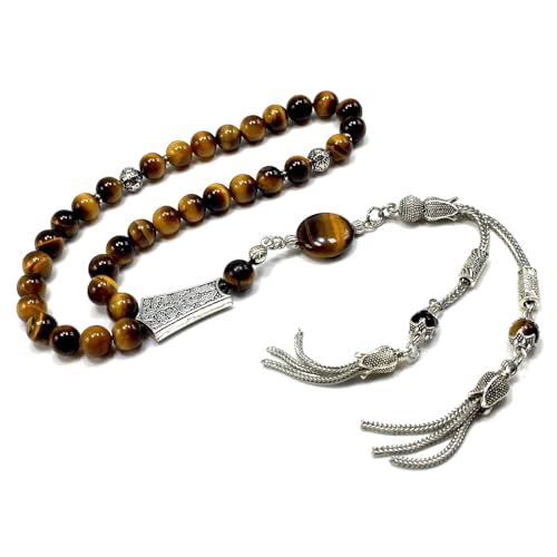 Design -Tiger Eye Stone Series Worry Beads - Prayer Beads (8 mm-33 Beads) Tesbih-Tasbih-Tasbeeh-Misbaha-Masbaha-Subha-Sebha-Sibha-Rosary (Stylist Prayer Beads (8 mm-33 Beads)) - color: Stylist Prayer Beads (8 mm-33 Beads)