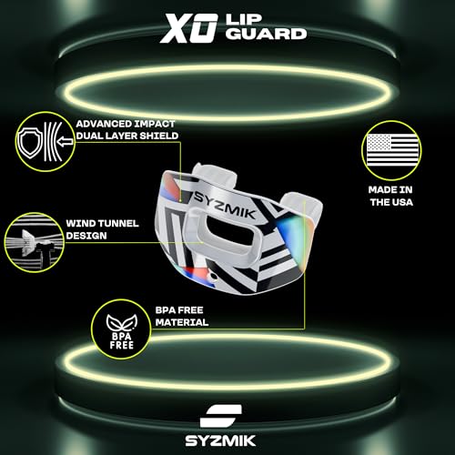 X0 Football Mouthguard – Lip Guard - Dazzle Camo Futuristic – Shock Absorbing – One Size Fits Most - color: X0 - Dazzle Camo Future