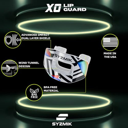 X0 Football Mouthguard – Lip Guard - Dazzle Camo Futuristic – Shock Absorbing – One Size Fits Most - color: X0 - Dazzle Camo Future