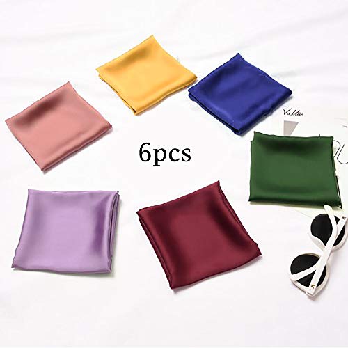 Glamorstar Satin Neck Scarf 6 Packs Square Handkerchief for Women - color: 6 Packs - Yellow, Green, Purple, Pink, Navy, Wine Red