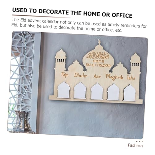 Ramadan Wall Hanging Wooden Calendar Decoration Eid Mubarak Countdown Calendar for Boy Girl Reusable Festive Home Decor for Ramadan and Eid Celebrations