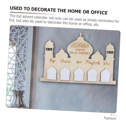 Ramadan Wall Hanging Wooden Calendar Decoration Eid Mubarak Countdown Calendar for Boy Girl Reusable Festive Home Decor for Ramadan and Eid Celebrations