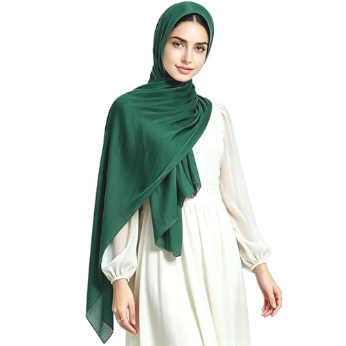 Women Premium Hijab Head Scarf Lightweight Shimmer Scarves Crepe Wedding Shawls and Wraps for Evening Dresses Shiny - color: Green 2 #