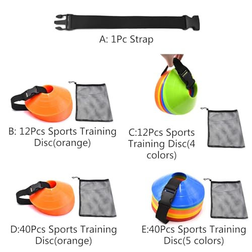 COOLHOOD Nylon Buckle Straps, Football Cones Disc Cones Soccer Agility Cones Sports Training Cones Multicolor Field Marker Plastic Cones with Holder