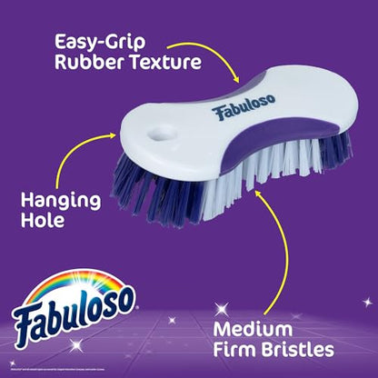 Fabuloso Compact Hand Scrub Brush, White and Purple, 6 Inch | Easy-grip rubber texture with firm bristles for kitchen, bathroom, tile, and baseboards - size: Hand-Held Scrub Brush