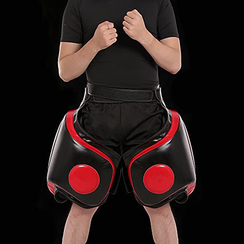 Kickboxing Thigh Pads - Muay Thai Thigh Pads High Density Foam Leg Guards with PU Leather - Adjustable Training Gear for Martial Arts Coach Trainer and Adult Sparring Body Protector