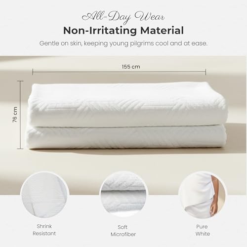 Pre-Teen Two-Piece Ihram Towel Set for Hajj and Umrah – A Pure White, Lightweight, and Travel-Friendly Children's Ihram - Breathable, Quick-Dry Microfiber Muslim Pilgrimage Wear for Boys Aged 7–11 - color: Pre_teen Ihram Set