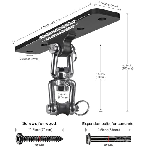 SELEWARE Boxing Punching Bag Hanger, Heavy Bag Hanger Bracket for Heavy Bag Boxing Muay Thai Training Hardware - color: 360° Swivel Hanger