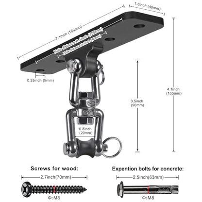 SELEWARE Boxing Punching Bag Hanger, Heavy Bag Hanger Bracket for Heavy Bag Boxing Muay Thai Training Hardware - color: 360° Swivel Hanger