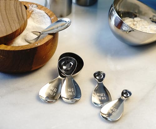 RSVP International Endurance Kitchen Collection Measuring Tools, Dishwasher Safe, Teardrop, 5 Piece, Stainless Steel