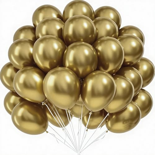 50Pcs Gold Balloons, Metallic Gold Latex Balloons for Party Decorations - color: Metallic Gold