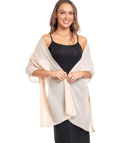 Shawl and Wrap for Evening Dresses Wedding Sheer Scarfs Women Scarve - color: Champagne, size: One Size