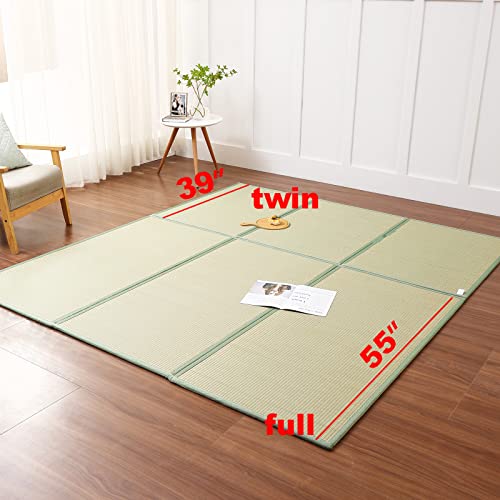 Natural Igusa Rush Grass Floor Tatami Mat,Full, 79" x 55" x 0.5" | Japanese Portable Folding Firm Traditional Bed Mattress , Foldable Pad Futon,for Sleeping, Sitting, Yoga, Relaxing - size: Full