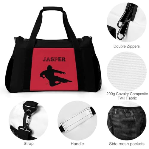 Custom Name Taekwondo Karate Duffle Bag,Personalized Martial Arts Gear Bag for kids Boy Girls,Water-Resistant Sparring Equipment - color: Taekwondo Karate-11