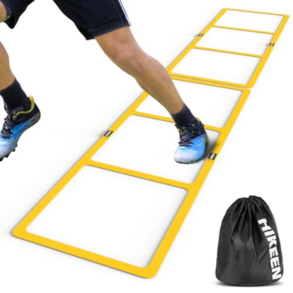 Hikeen Agility Ladder - Speed Ladder for Football, Basketball - Durable Rubber Training Ladder for Footwork with Carry Bag, Portable & Non-Slip Agility Football Training Equipment - style: Yellow