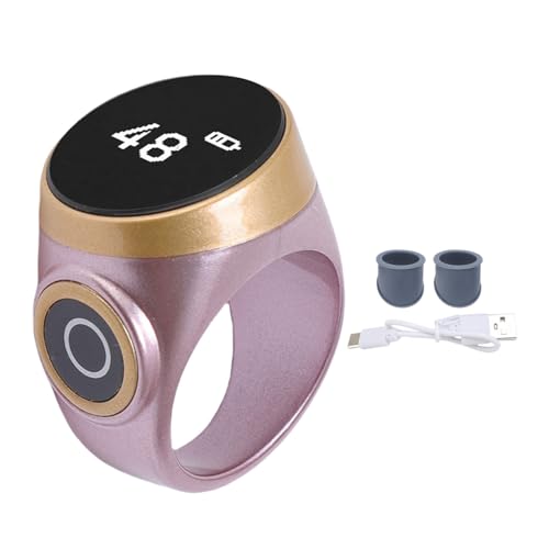 Smart Counter, Digital LCD Screen Rechargeable Electronic Tally for Muslim Islamic Prayer Work Sports, Finger Counter Touch Control - color: Rose Gold