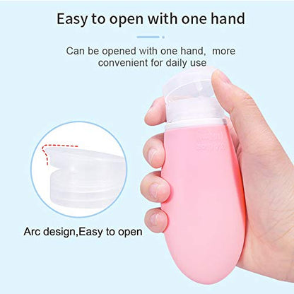 4 Pack 100 ml Portable Travel Bottles, Leak Proof Refillable Squeezable 3.4 fl. oz Silicone Tubes Travel Size Toiletries Containers, Carry On Travel Accessories for Shampoo Liquids by JinZeFa