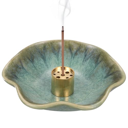 uxcell Ceramic Incense Burner Cone Incense Holder 4" Green - color: Jade Green