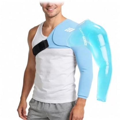 ComfiTECH Shoulder Arm Ice Pack Wrap for Pitcher & Recovery, Blue, L | Flexible Gel Ice Pack for Shoulder & Elbow & Arm Cooling, Adjustable Arm Cold Sleeve for Throwing Recovery & Muscle Comfort - size: Large, style: Blue