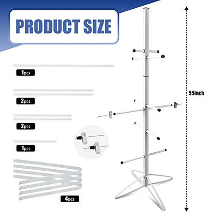 Hockey Gear Drying Rack Metal Sports Equipment Dry Rack Hockey Gear Dry Holder Adjustable Clips and Wrist Band for Drying and Storing Adult and Child Sport Equipment 55 x 22 Inch
