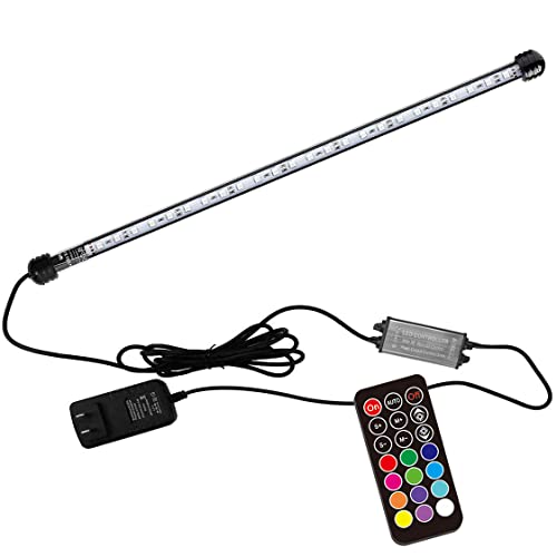 LED Aquarium Light, 19.5 inches Fish Tank Light RGB Color Underwater light Submersible Crystal Glass Lights, 27 LED Beads, Brightness Adjustable Memory Function, LED Light bar Stick for Fish Tank - size: 19.5 inch