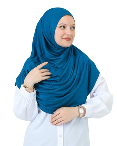 Prien Ready To Wear Hijab For Women, Instant Turban, Soft Muslim Scarf For Prayer, Long Hijabs, Islamic Clothes, Jersey Abaya - color: Turquoise